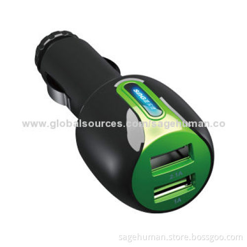 In-car Charger for iPod/iPhone/iPad with Dual-port to Charge, 12 to 24V Input Voltage